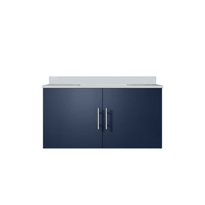 English Elm Navy Blue Bathroom Vanity Solid Wood Cabinet with Cultured Marble Top Soft Close B2731P258622