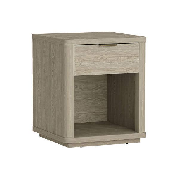 English Elm Evelyn Natural 20" Nightstand with 1 Drawer & Open Shelf, Rounded Edges, Sleek Pulls, Raised Base B365P398518