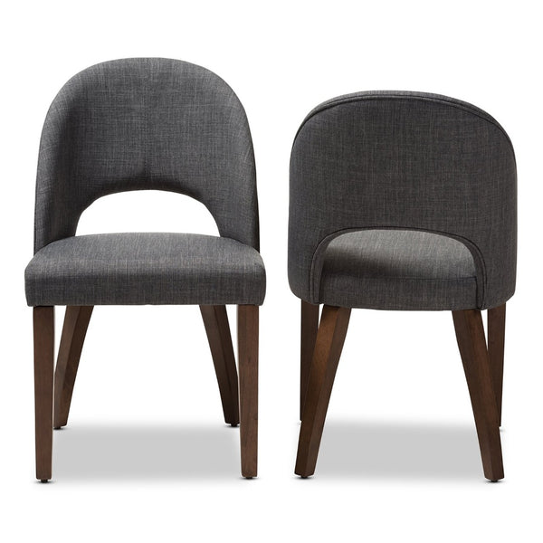 Baxton Studio Baxton Studio Wesley Dining Chairs Set of 2 - Mid-Century Modern Dark Grey Upholstered Design Wesley-Dark Grey-DC