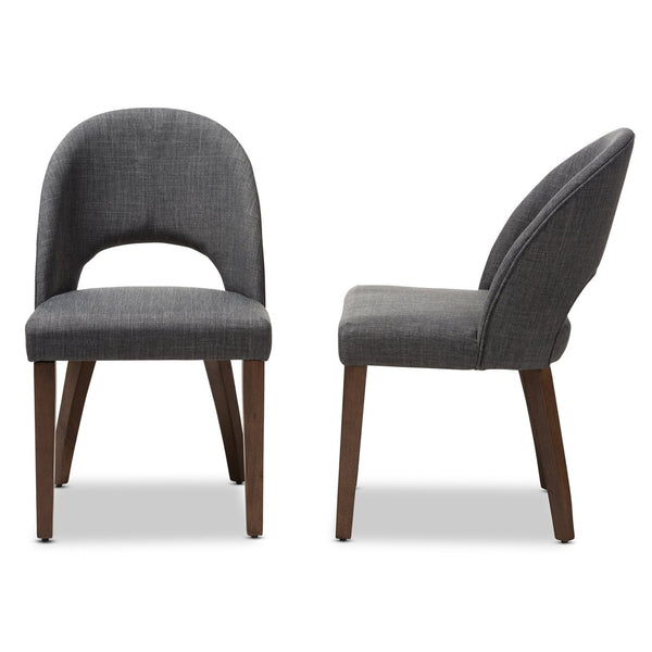 Baxton Studio Baxton Studio Wesley Dining Chairs Set of 2 - Mid-Century Modern Dark Grey Upholstered Design Wesley-Dark Grey-DC