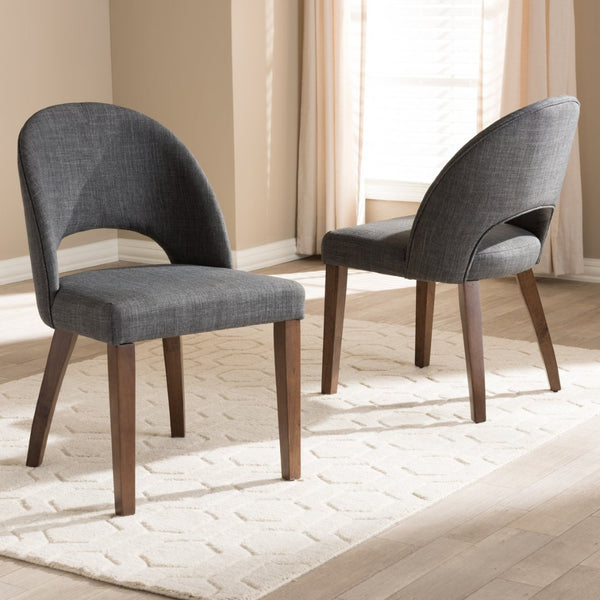 Baxton Studio Baxton Studio Wesley Dining Chairs Set of 2 - Mid-Century Modern Dark Grey Upholstered Design Wesley-Dark Grey-DC