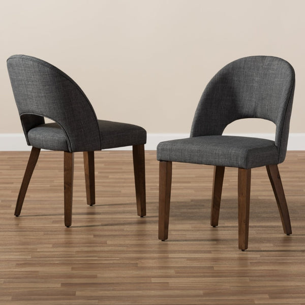 Baxton Studio Baxton Studio Wesley Dining Chairs Set of 2 - Mid-Century Modern Dark Grey Upholstered Design Wesley-Dark Grey-DC
