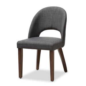 Baxton Studio Baxton Studio Wesley 5-Piece Mid-Century Modern Dark Grey Dining Set with Walnut Legs for Style Wesley-Dark Grey-5PC Dining Set