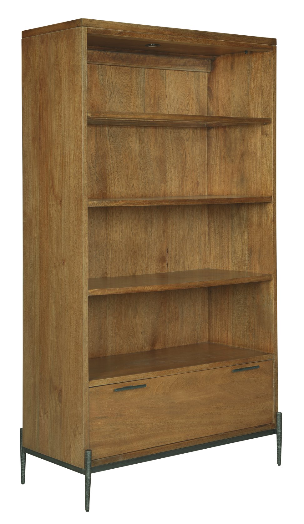 Hekman Furniture 79444 Executive Bookcase Center - Illuminated Mango Wood Design With Adjustable Shelves & Drawer Bedford Bedford Park Bookcase ,Center 79444