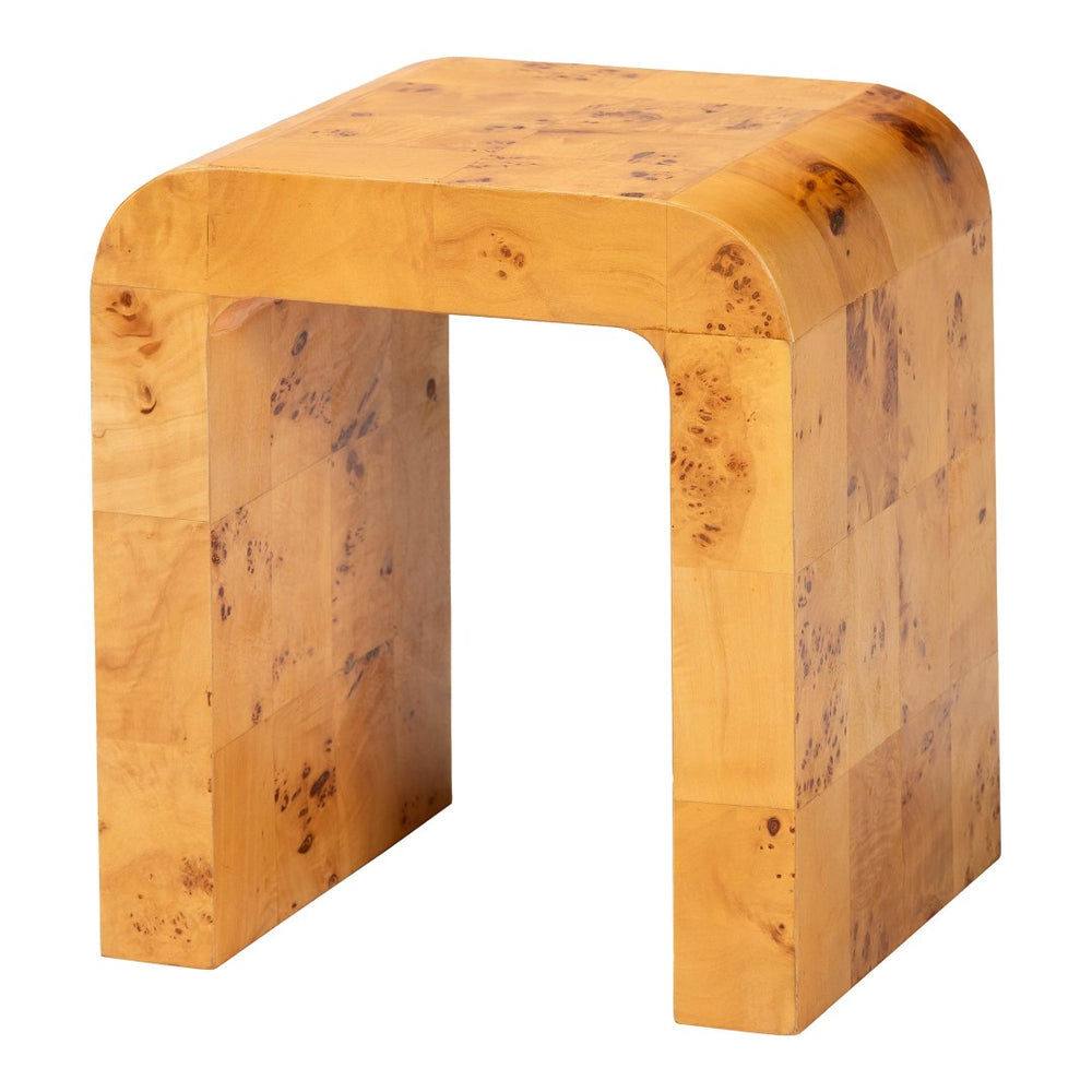 English Elm Hand-carved Solid Suar Wood Pedestal Accent Table with Scalloped Edge Boho Decor B2750P467775