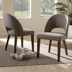 Baxton Studio Baxton Studio Wesley Mid-Century Modern Dining Chairs - Set of 2 in Light Grey with Walnut Finish Wesley-Light Grey-DC