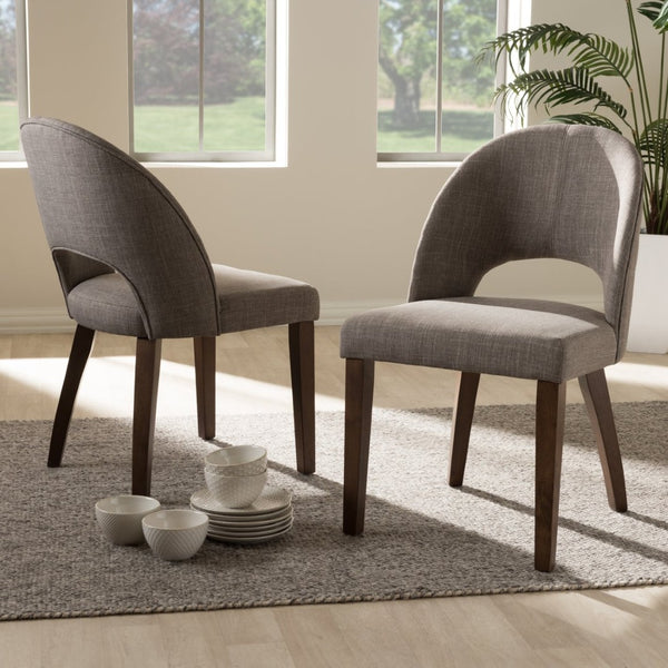 Baxton Studio Baxton Studio Wesley Mid-Century Modern Dining Chairs - Set of 2 in Light Grey with Walnut Finish Wesley-Light Grey-DC