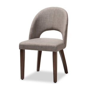 Baxton Studio Baxton Wesley Mid-Century Modern 5-Piece Dining Set in Light Grey Fabric & Walnut Finish for Stylish Comfort Wesley-Light Grey-5PC Dining Set