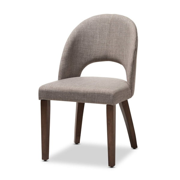 Baxton Studio Baxton Wesley Mid-Century Modern 5-Piece Dining Set in Light Grey Fabric & Walnut Finish for Stylish Comfort Wesley-Light Grey-5PC Dining Set