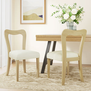 English Elm Christopher Knight Home® - Dining Chair Modern Set of 2 with Rounded Back and Upholstered Seat on Durable Rubberwood Frame Beige,Natural Ash N771P254007A