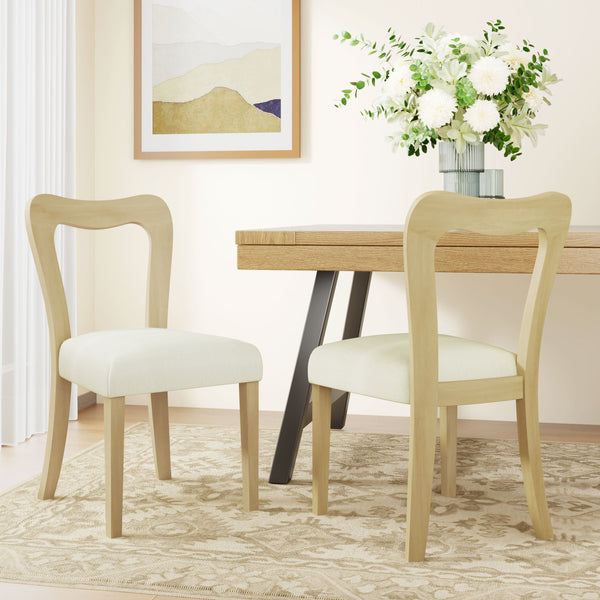 English Elm Christopher Knight Home® - Dining Chair Modern Set of 2 with Rounded Back and Upholstered Seat on Durable Rubberwood Frame Beige,Natural Ash N771P254007A