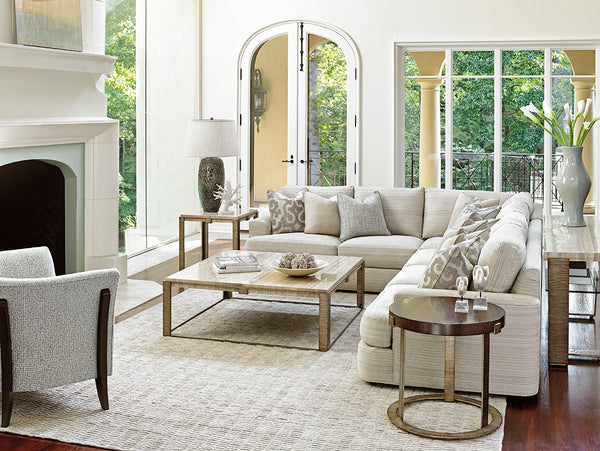 Lexington Stone Canyon Lamp Table - Contemporary Design With Silver Travertine Top And Hand-burnished Base Carrillo  721-953