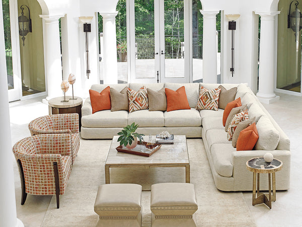 Lexington Cross Creek Contemporary Accent Table With Petrified Wood Top & Hand-burnished Silver Leaf Base Carrillo  721-958c