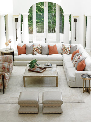 Lexington Stone Canyon Cocktail Table - Contemporary Design With Silver Travertine Top And Elegant Metal Base Carrillo  721-943