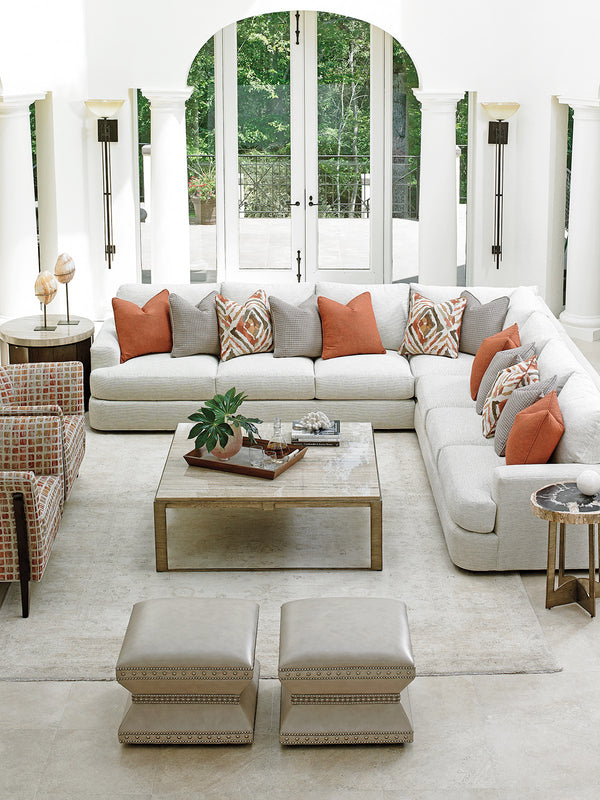 Lexington Stone Canyon Cocktail Table - Contemporary Design With Silver Travertine Top And Elegant Metal Base Carrillo  721-943