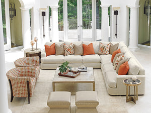 Lexington Stone Canyon Cocktail Table - Contemporary Design With Silver Travertine Top And Elegant Metal Base Carrillo  721-943