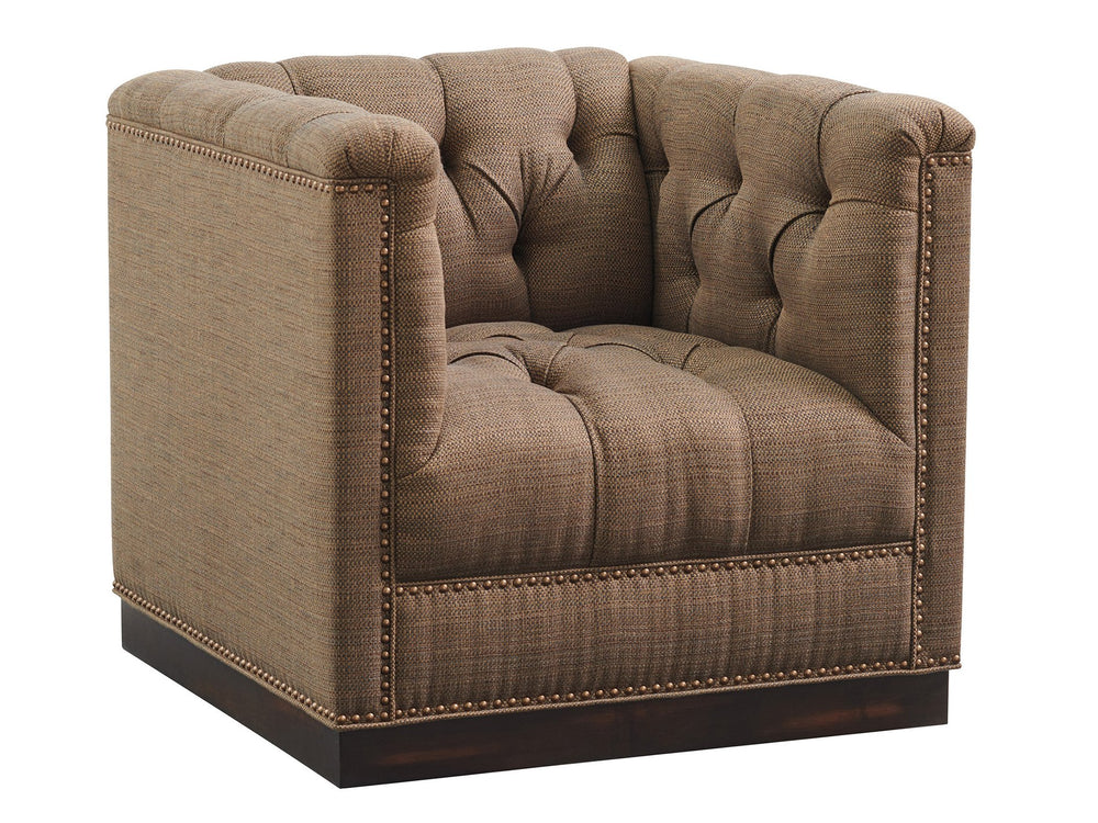 Lexington Fremont Swivel Chair - Elegant Walnut Finish With Artisan Metal Base And Luxurious Tufted Design   7946-11sw-40