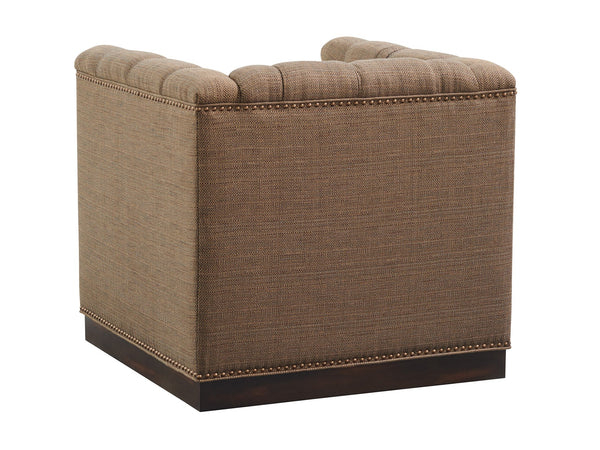 Lexington Fremont Swivel Chair - Elegant Walnut Finish With Artisan Metal Base And Luxurious Tufted Design   7946-11sw-40