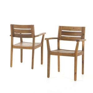English Elm Christopher Knight Home® - STAMFORD Solid Acacia Wood Dining Chairs Set of 2 for Patio Backyard Poolside Garden, Durable Weatherproof Construction Teak N762P251941A