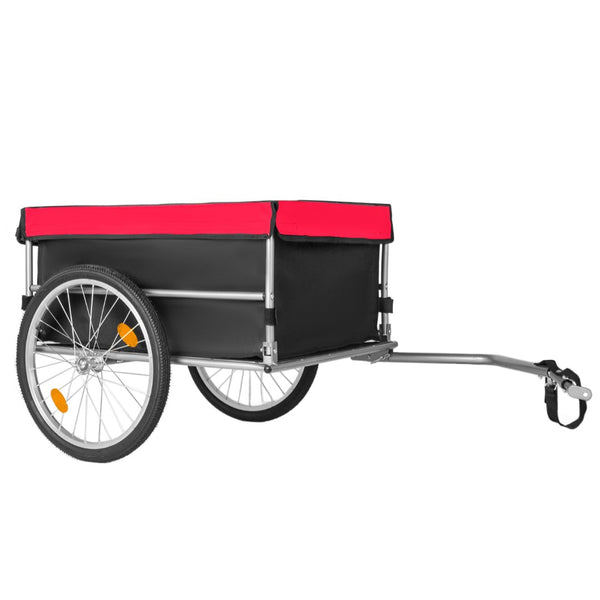 English Elm Foldable Bike Cargo Trailer with 20 Inch Tires Steel Frame and Weatherproof Oxford Cover Red W2932P405183