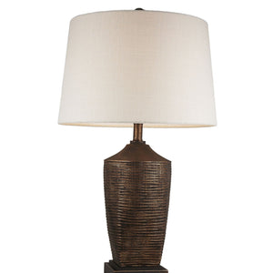 English Elm 30" Tall Polyresin Table Lamp "Kayan" - Rustic Bronze Finish, Soft Glow For Elegant Home Decor B072116207
