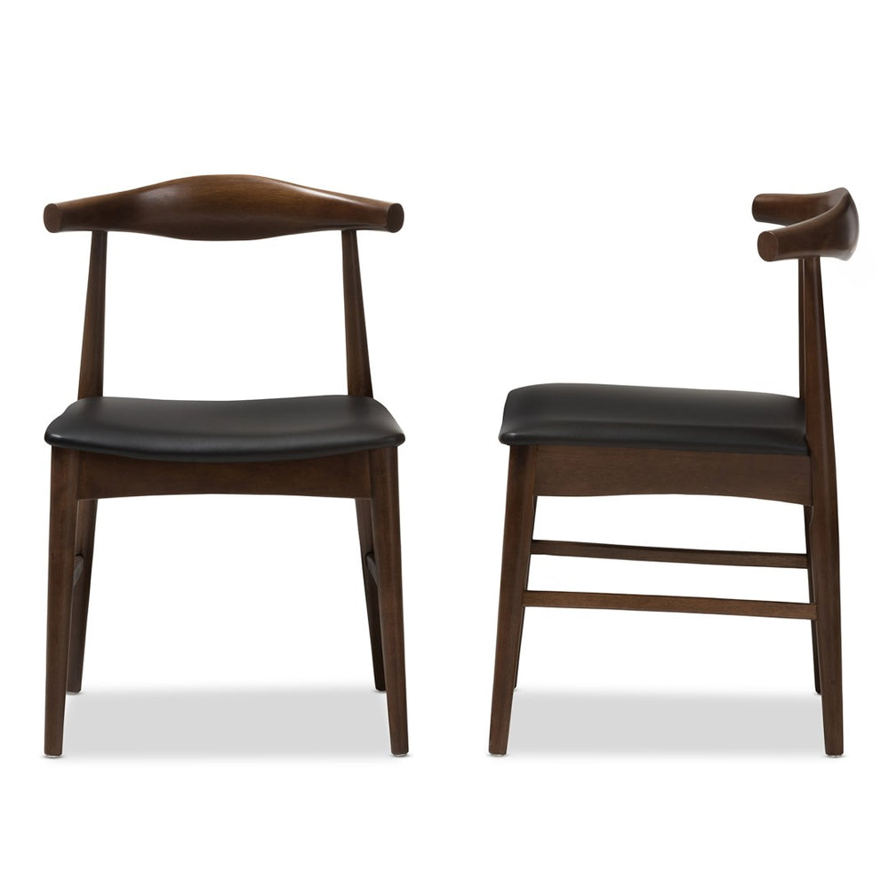 Baxton Studio Baxton Studio Winton Mid-Century Modern Dining Chair Set - Walnut Finish & Faux Leather Comfort RT514-CHR
