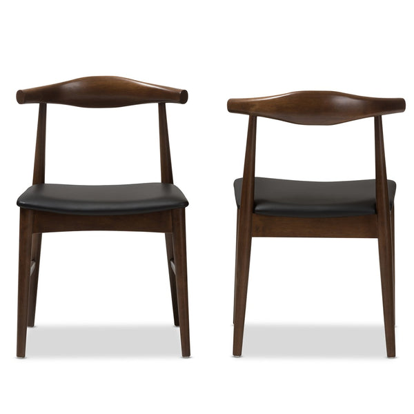 Baxton Studio Baxton Studio Winton Mid-Century Modern Dining Chair Set - Walnut Finish & Faux Leather Comfort RT514-CHR