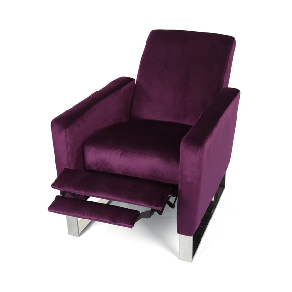 English Elm Christopher Knight Home® - Arvin Plush Push-Back Recliner with Stainless Steel Legs — Modern Fabric Comfort for Living Rooms Purple 65272.00NVLTEGGPL