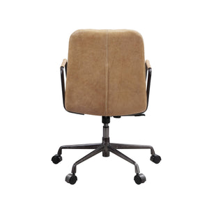 English Elm Rum Top Grain Leather Swivel Office Chair with 360° Mobility, Adjustable Height, Wheels, Durable Elegance B062P215465