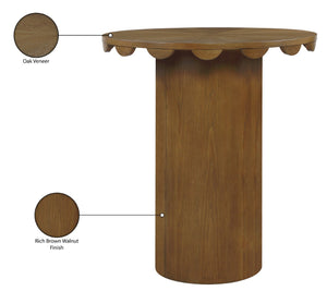 Meridian Furniture Dahlia Art Deco Round Bar Table with Scalloped Edge Solid Oak Cane Base for Home Bars Brown 794Brown-T