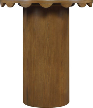 Meridian Furniture Dahlia Art Deco Round Bar Table with Scalloped Edge Solid Oak Cane Base for Home Bars Brown 794Brown-T