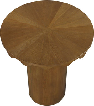 Meridian Furniture Dahlia Art Deco Round Bar Table with Scalloped Edge Solid Oak Cane Base for Home Bars Brown 794Brown-T