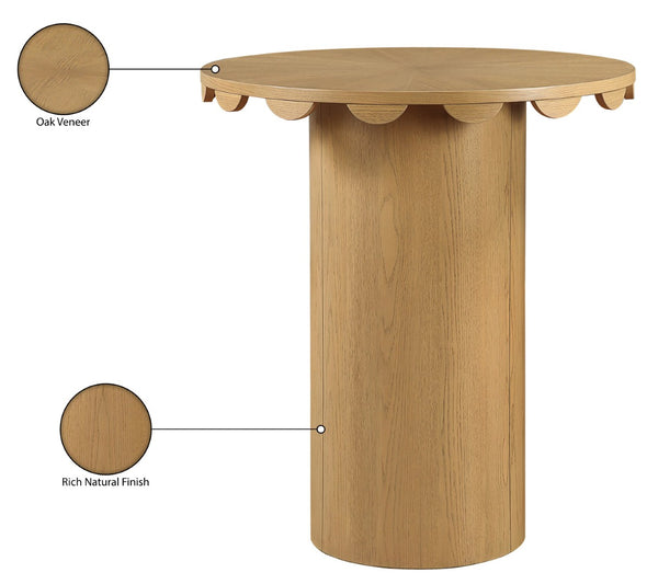 Meridian Furniture Dahlia Art Deco Round Bar Table with Scalloped Edge Solid Oak Cane Base for Home Bars Natural 794Natural-T