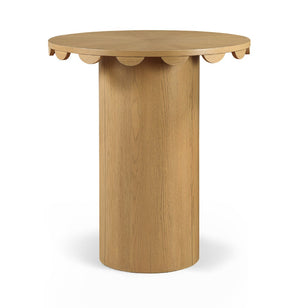 Meridian Furniture Dahlia Art Deco Round Bar Table with Scalloped Edge Solid Oak Cane Base for Home Bars Natural 794Natural-T