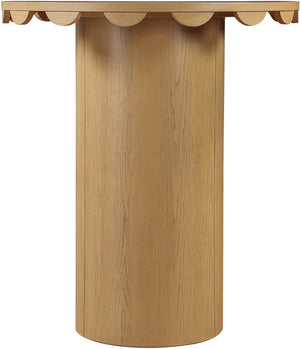 Meridian Furniture Dahlia Art Deco Round Bar Table with Scalloped Edge Solid Oak Cane Base for Home Bars Natural 794Natural-T