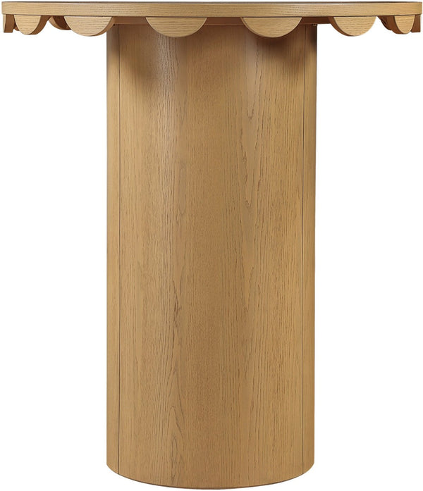 Meridian Furniture Dahlia Art Deco Round Bar Table with Scalloped Edge Solid Oak Cane Base for Home Bars Natural 794Natural-T