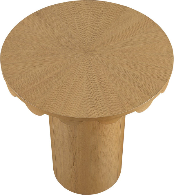 Meridian Furniture Dahlia Art Deco Round Bar Table with Scalloped Edge Solid Oak Cane Base for Home Bars Natural 794Natural-T