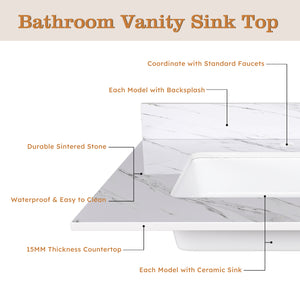 English Elm 37 Inch Marble Vanity Top – Elegant Bianco Carrara Stone With Undermount Sink & Pre-Drilled Holes W2700P194075