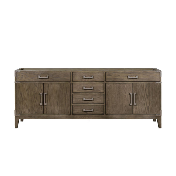 English Elm Grey Oak Double Bath Vanity - Spacious 84" W Stylish Storage With Soft-Close Drawers & Easy Install B2731P259969