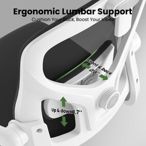 English Elm Ergonomic Office chair with adjustable headrest and lumbar support, breathable mesh, space-saving design Black,White T3623P368416