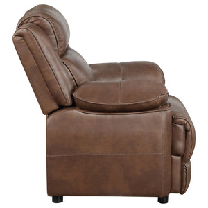 English Elm Worthington Dark Brown Padded Armchair with Pillowtop Arms and Foam Cushions for Cozy Relaxation and Style B062P354059