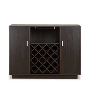 English Elm Espresso Finish Wine Cabinet with Stemware Rack Bottle Storage for Home Bar B062P215513