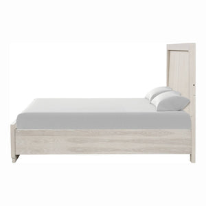 English Elm King Platform Bed Set with Led Headboard Oak Veneer Storage and Two Nightstands B2741S00863