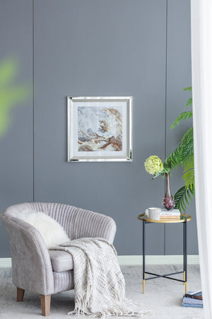 English Elm 23.6X23.6" Crystal-Accented Wall Art - Gold, Bronze & Gray Abstract Design With Mirrored Frame W2078P318310