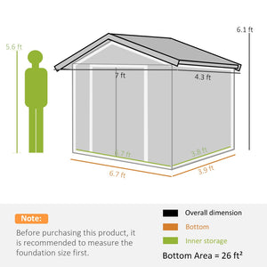English Elm Garden Steel Storage Shed with Sliding Doors Four Vents and Foundation Kit for Outdoor Use T3971S00063