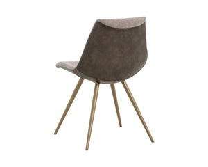 Sunpan LIPA Dining Chair - Contemporary Comfort with Curved Backrest and Antique Bronze Iron Legs Brown 112265