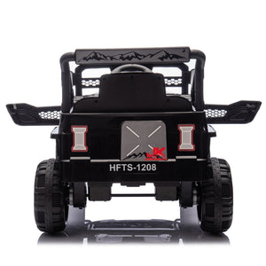 English Elm 12v Kids Electric Ride on Truck with Parental Remote Four Wheel Suspension and Led Lights Black W1578P187459