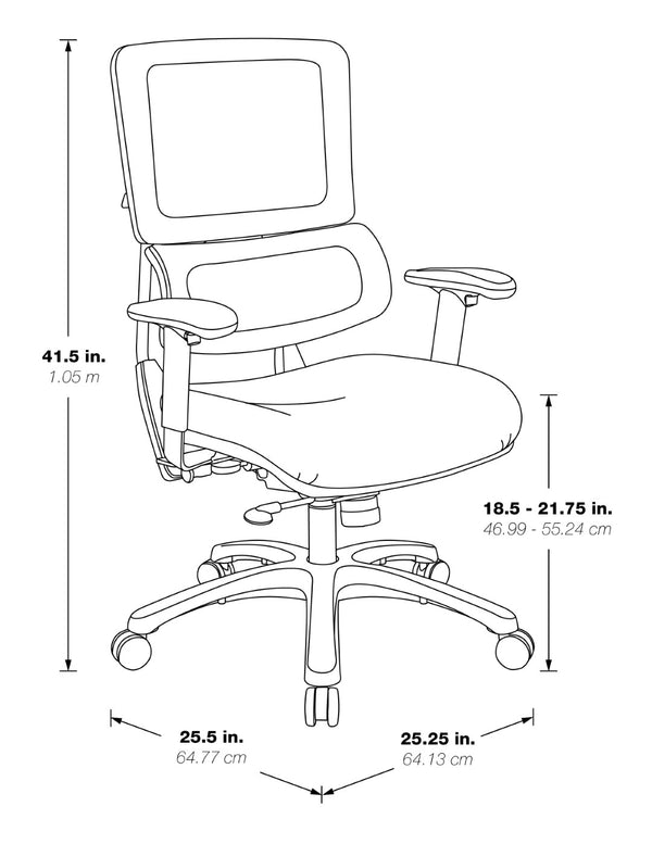 OSP Home Furnishings Vertical Mesh Back Manager Chair with Lumbar Support and Pneumatic Height Adjustment 99662C-2M