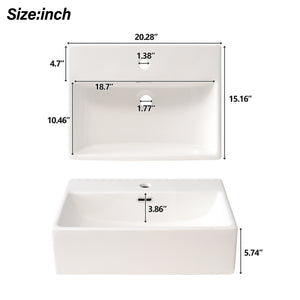 English Elm 20.28'' 20.28" Modern Bathroom Vanity with Ceramic Sink, Solid Wood Frame, Soft-Close Drawer & Cabinet - Space-Saving Design White N729P277755K