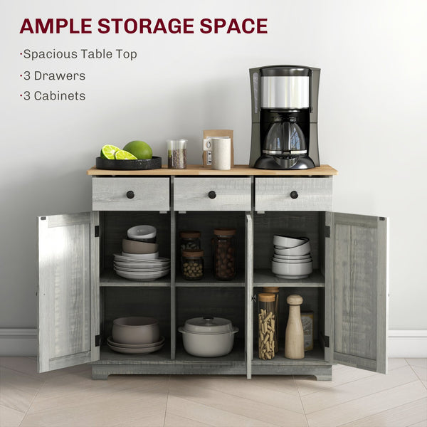 English Elm Homcom Versatile Sideboard With Solid Wood Top, Stylish Storage Cabinet For Dining & Entryway Use W2225P217372
